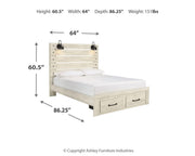 Cambeck Whitewash Queen Panel Storage Bed, Dresser and 2 Nightstands - B192B76