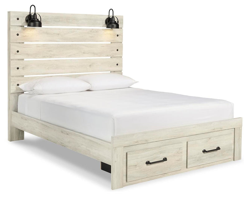 Cambeck Whitewash Queen Panel Storage Bed, Dresser and 2 Nightstands - B192B76