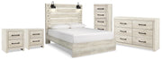 Cambeck Whitewash Queen Panel Storage Bed, Dresser, Chest and 2 Nightstands - B192B120