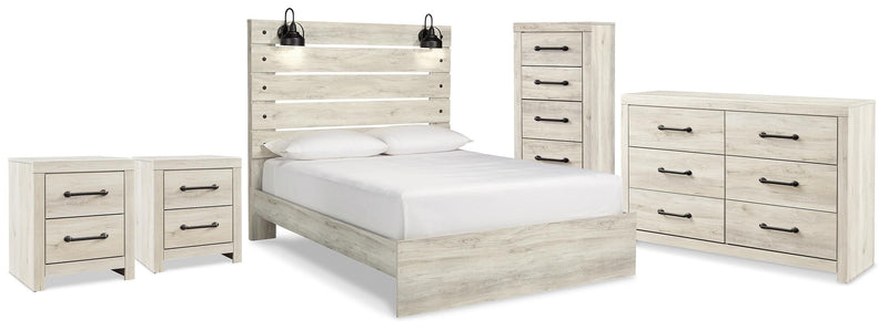 Cambeck Whitewash Queen Panel Storage Bed, Dresser, Chest and 2 Nightstands - B192B120