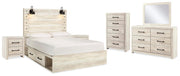 Cambeck Whitewash Queen Panel Storage Bed, Dresser, Mirror, 2 Chests and 2 Nightstands - B192B90