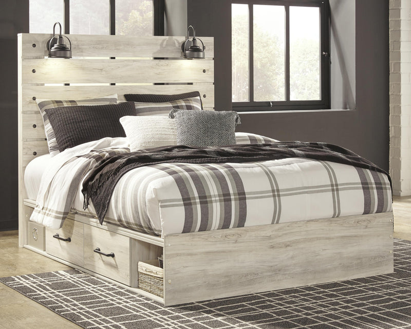 Cambeck Whitewash Queen Panel Storage Bed, Dresser, Mirror, 2 Chests and 2 Nightstands - B192B90