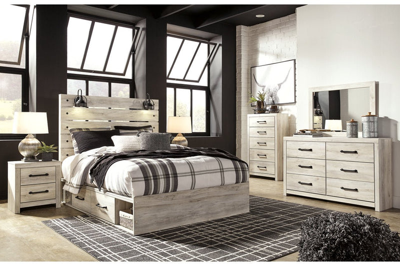 Cambeck Whitewash Queen Platform Bed with 2 Storage Drawers - Gate FurnitureQueen Bed