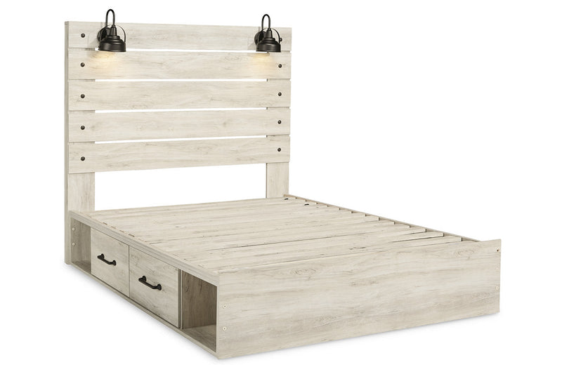 Cambeck Whitewash Queen Platform Bed with 4 Storage Drawers - Gate FurnitureQueen Bed