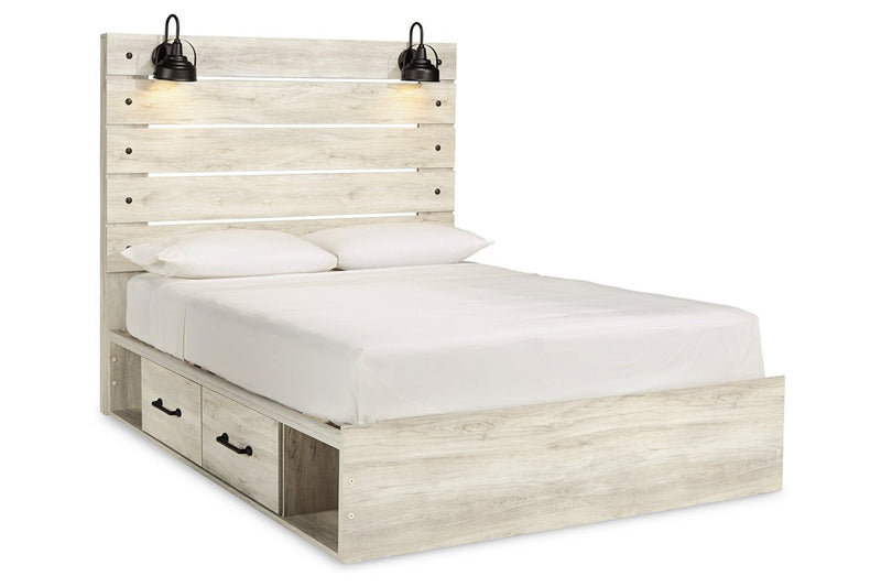 Cambeck Whitewash Queen Platform Bed with 4 Storage Drawers - Gate FurnitureQueen Bed