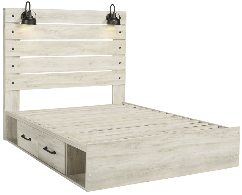 Cambeck Whitewash Queen Side Storage Platform Bed - Gate FurnitureQueen Bed