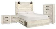 Cambeck Whitewash Queen Storage Bed, Chest and 2 Nightstands - B192B128