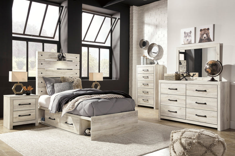 Cambeck Whitewash Side Storage Platform Youth Bedroom Set - Gate FurnitureYouth Bedroom Set