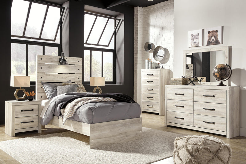 Cambeck Whitewash Twin Panel Bed, 2 Dressers, 2 Mirrors and 2 Nightstands - B192B88