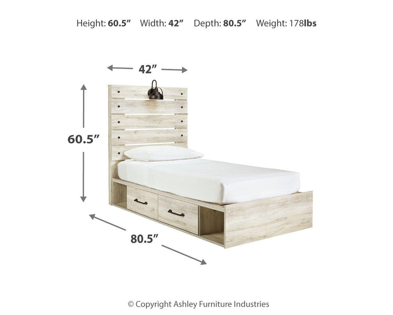 Cambeck Whitewash Twin Panel Bed, Dresser, Chest and Nightstand - B192B84