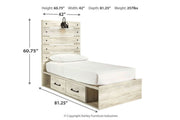 Cambeck Whitewash Twin Panel Bed with 4 Storage Drawers - Gate FurnitureTwin Bed