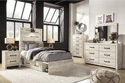 Cambeck Whitewash Twin Panel Bed with 4 Storage Drawers - Gate FurnitureTwin Bed