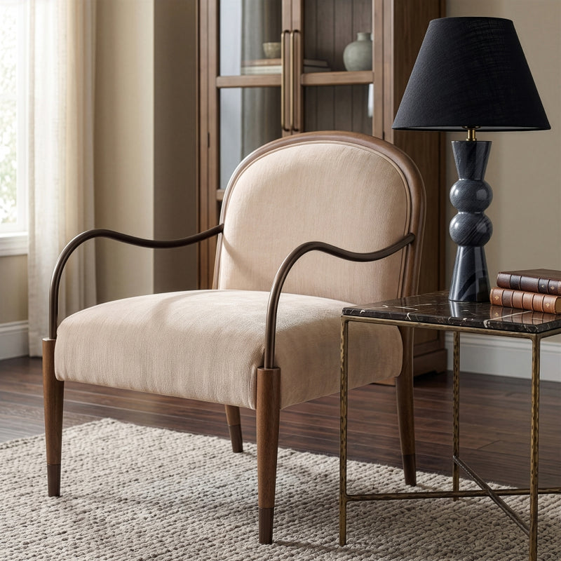 Cambria Performance Fabric Upholstered Chair in Beige - 33044Beige