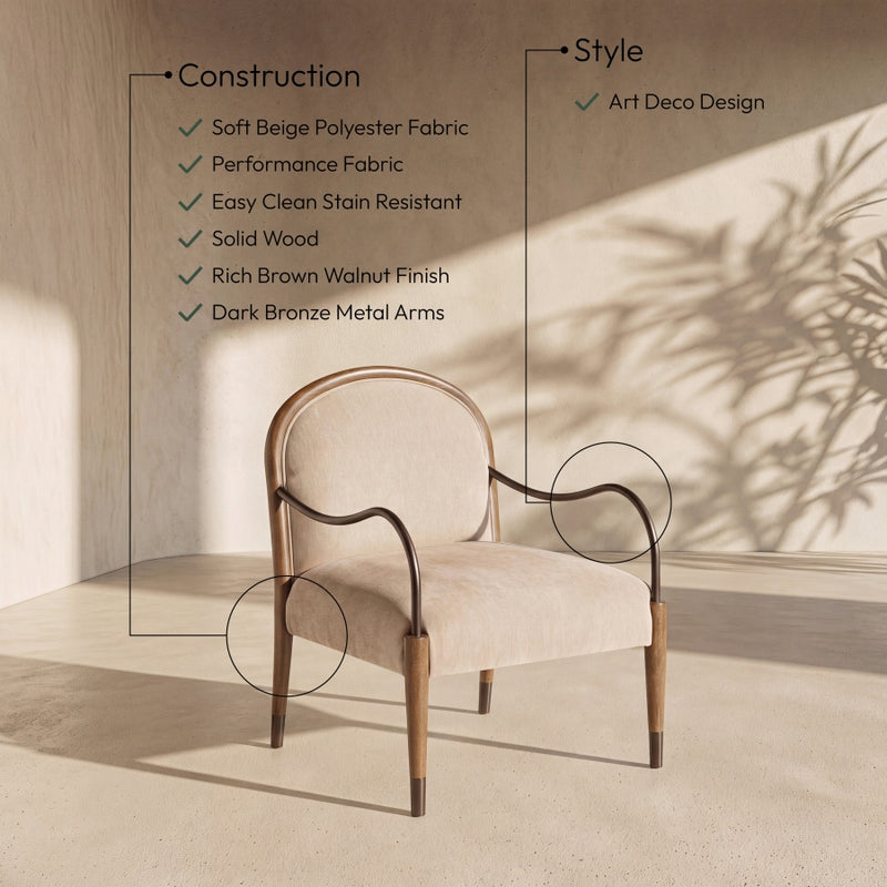 Cambria Performance Fabric Upholstered Chair in Beige - 33044Beige