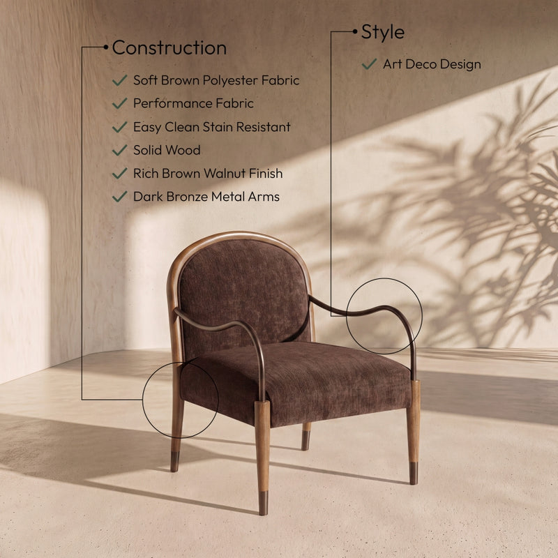Cambria Performance Fabric Upholstered Chair in Brown - 33044Brown