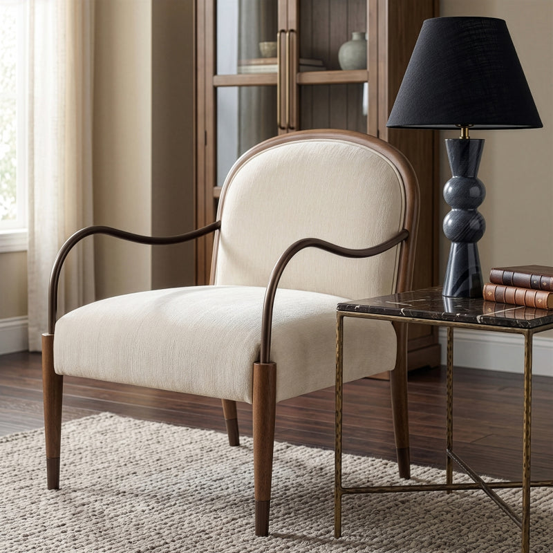 Cambria Performance Fabric Upholstered Chair in Cream - 33044Cream