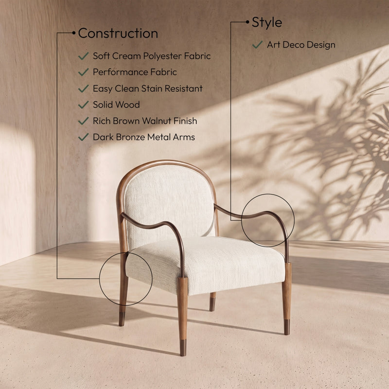 Cambria Performance Fabric Upholstered Chair in Cream - 33044Cream