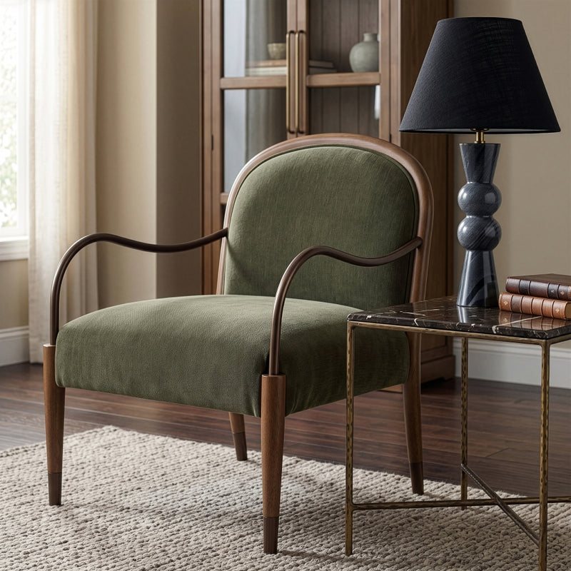 Cambria Performance Fabric Upholstered Chair in Green - 33044Green