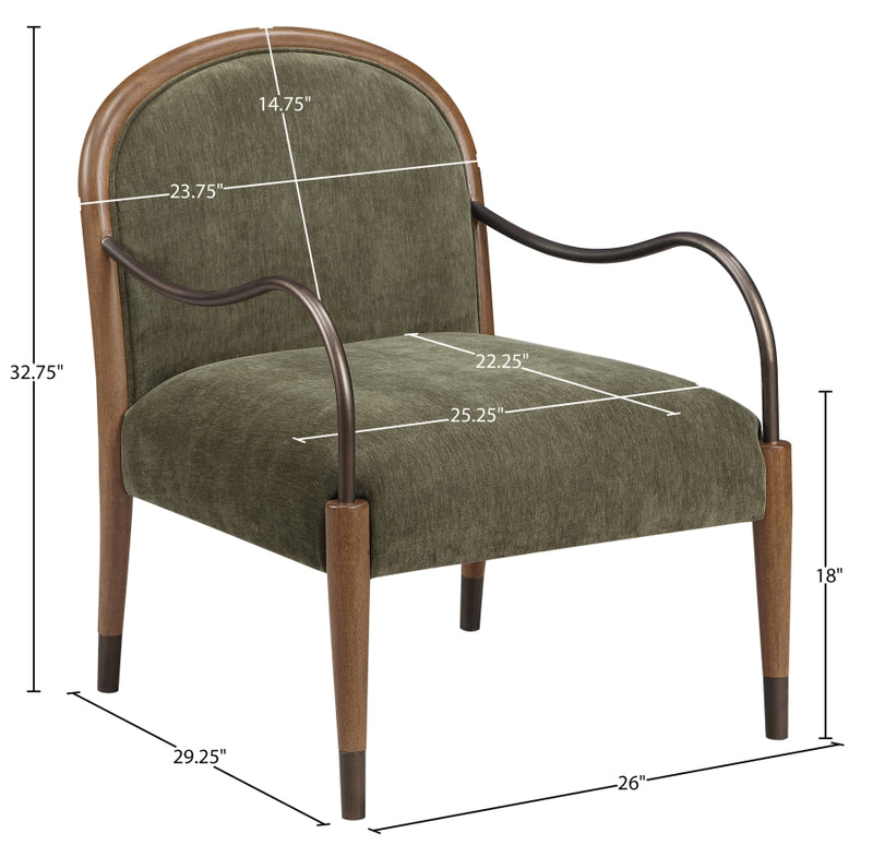 Cambria Performance Fabric Upholstered Chair in Green - 33044Green