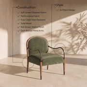 Cambria Performance Fabric Upholstered Chair in Green - 33044Green