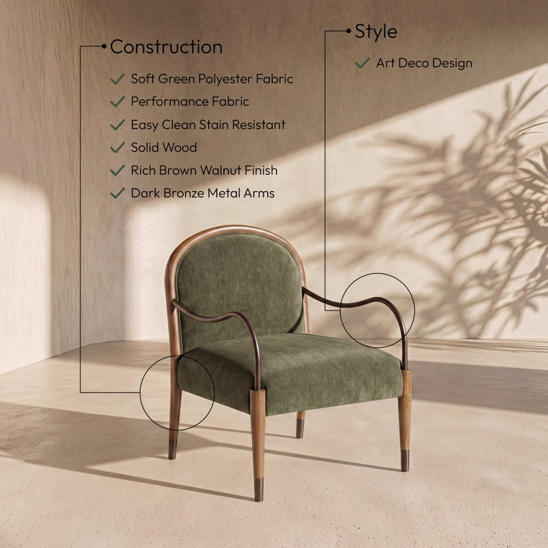 Cambria Performance Fabric Upholstered Chair in Green - 33044Green