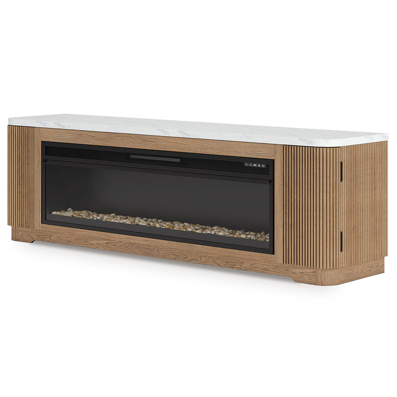 Camdill Light Brown 80" TV Stand with Electric Fireplace - W808W1