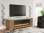 Camdill Light Brown 80" TV Stand with Electric Fireplace - W808W1