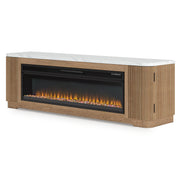 Camdill Light Brown 80" TV Stand with Electric Fireplace - W808W1