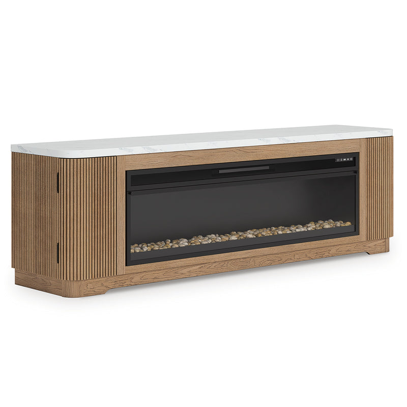 Camdill Light Brown 80" TV Stand with Electric Fireplace - W808W1