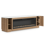 Camdill Light Brown 80" TV Stand with Electric Fireplace - W808W1