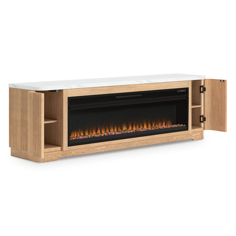 Camdill Light Brown 80" TV Stand with Electric Fireplace - W808W1