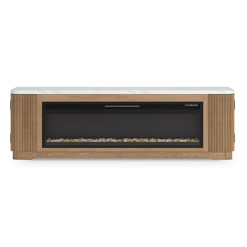 Camdill Light Brown 80" TV Stand with Electric Fireplace - W808W1
