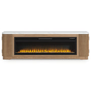 Camdill Light Brown 80" TV Stand with Electric Fireplace - W808W1