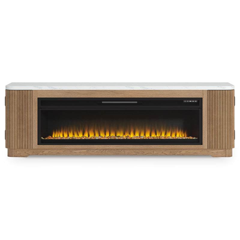 Camdill Light Brown 80" TV Stand with Electric Fireplace - W808W1