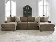 Camellia-Court Coffee 4-Piece Double Chaise Sectional - 68207S9