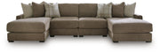 Camellia-Court Coffee 4-Piece Double Chaise Sectional - 68207S9