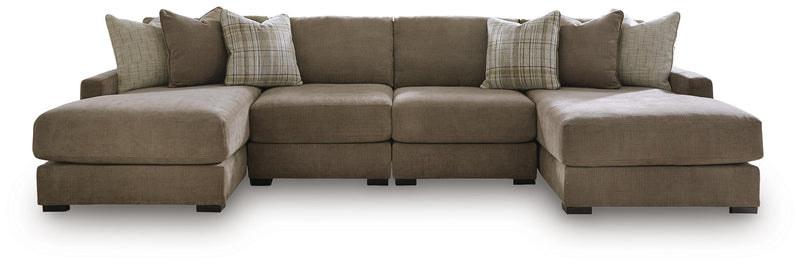 Camellia-Court Coffee 4-Piece Double Chaise Sectional - 68207S9