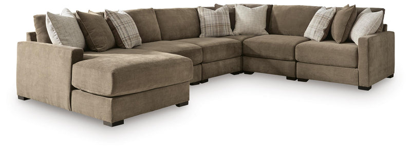 Camellia-Court Coffee 6-Piece Sectional with Chaise - 68207S14