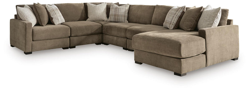 Camellia-Court Coffee 6-Piece Sectional with Chaise - 68207S15