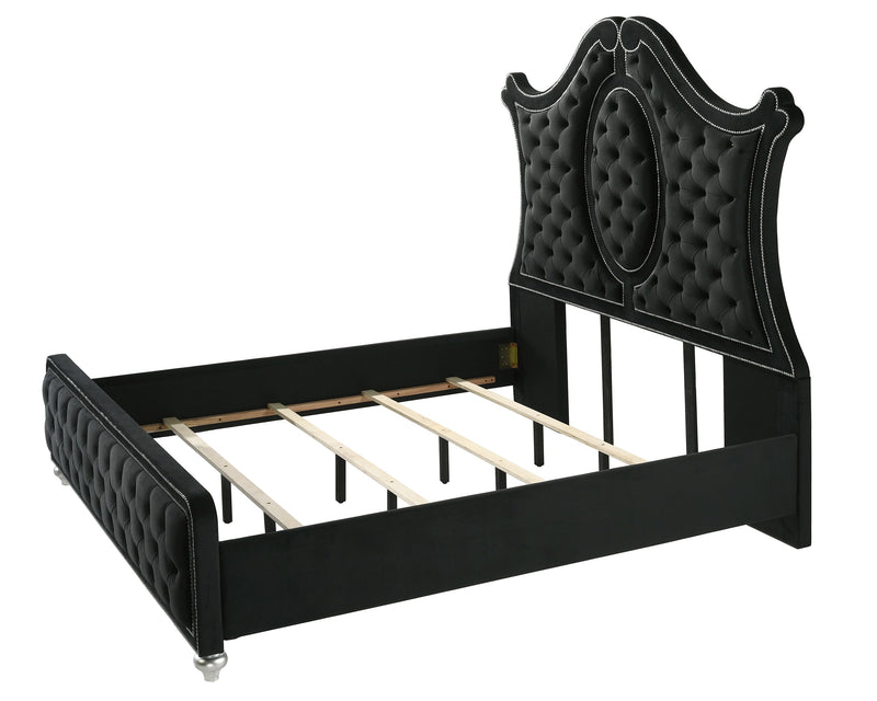 Cameo Black Upholstered Panel Bedroom Set - Gate FurnitureBedroom Set