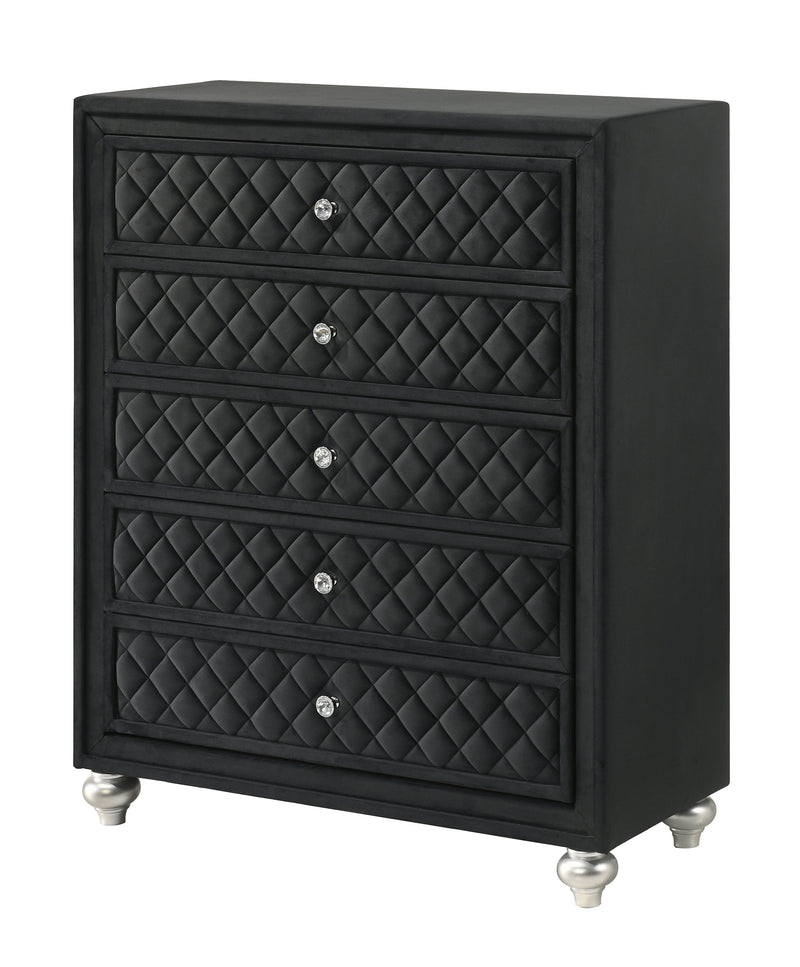 Cameo Black Upholstered Panel Bedroom Set - Gate FurnitureBedroom Set