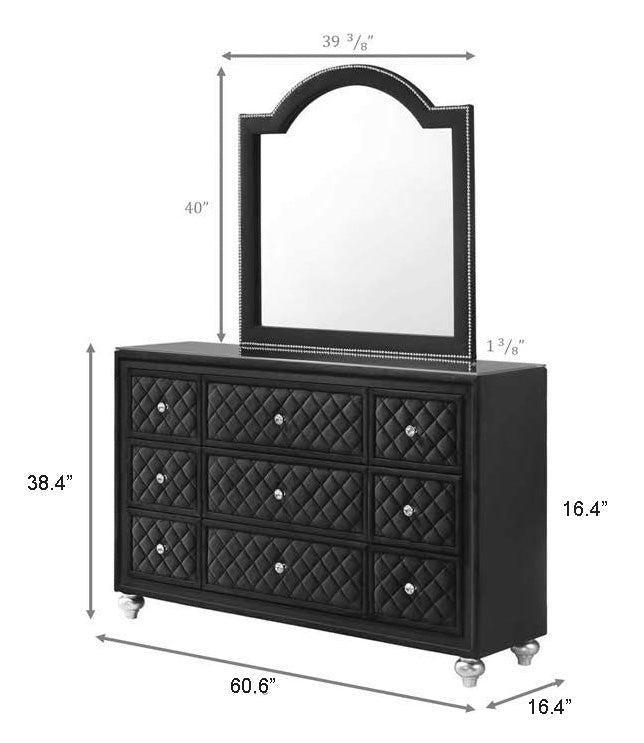 Cameo Black Upholstered Panel Bedroom Set - Gate FurnitureBedroom Set