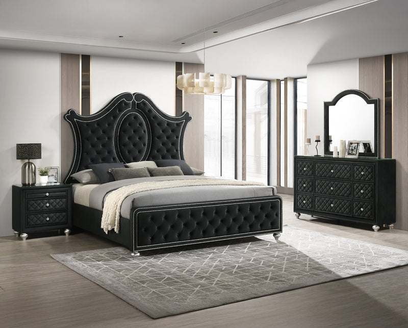 Cameo Black Upholstered Panel Bedroom Set - Gate FurnitureBedroom Set