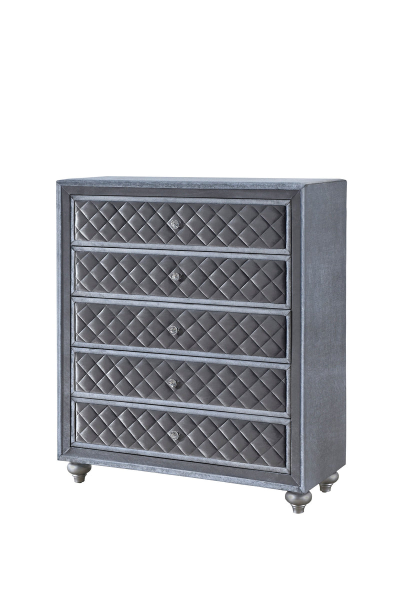 Cameo Gray Upholstered Panel Bedroom Set - Gate FurnitureBedroom Set