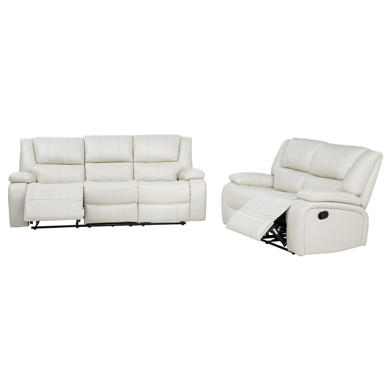 Camila 2-piece Upholstered Reclining Sofa Set White - 610247-S2