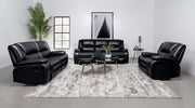 Camila 3-piece Upholstered Reclining Sofa Set Black - 610244-S3