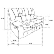 Camila 3-piece Upholstered Reclining Sofa Set Black - 610244-S3