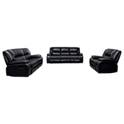 Camila 3-piece Upholstered Reclining Sofa Set Black - 610244-S3