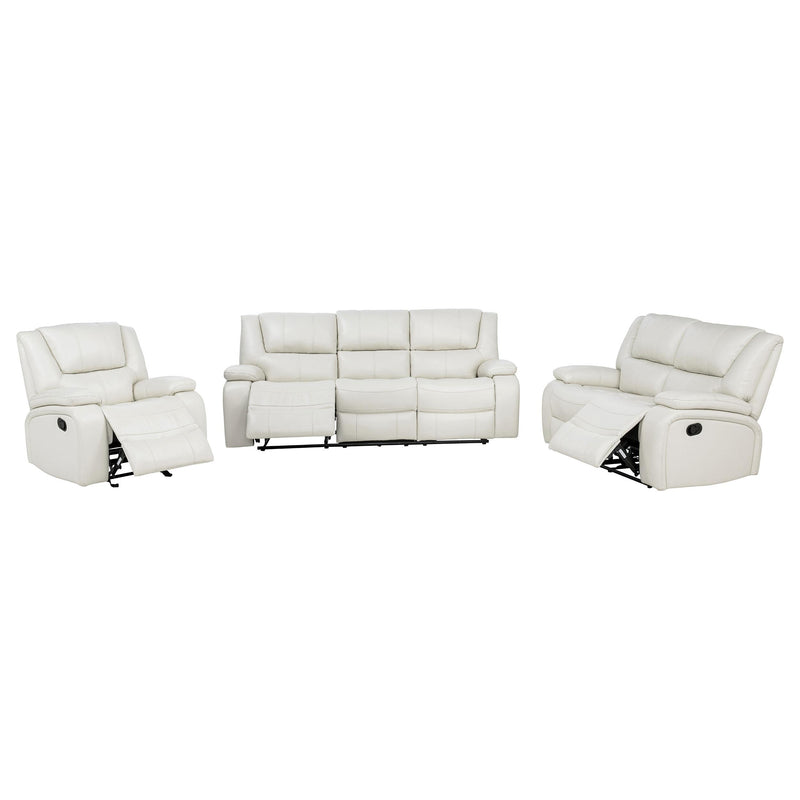 Camila 3-piece Upholstered Reclining Sofa Set White - 610247-S3