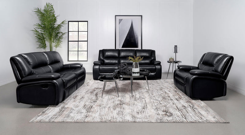 Camila Upholstered Motion Reclining Sofa Black - 610244